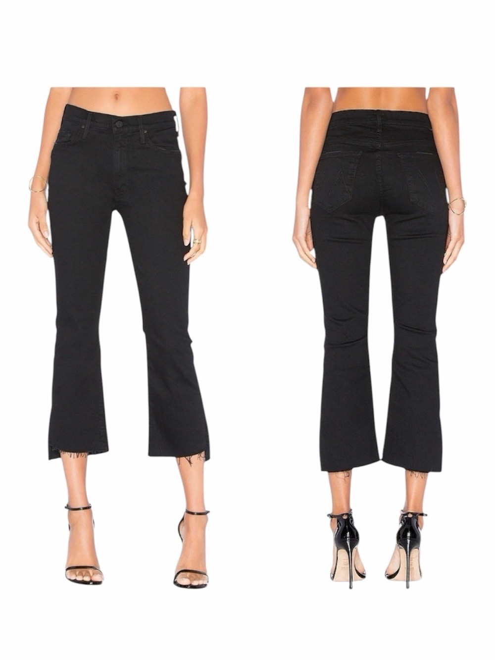 MOTHER The Insider Crop Step Fray Jeans Not Guilty Black Size 24